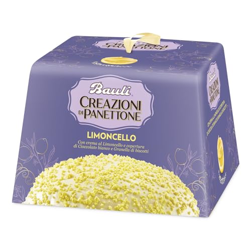 Bauli Creazioni di Panettone Limoncello Weihnachtskuchen mit Zitronencreme mit weißer Schokolade und Kekskörnern überzogen 750g von Bauli