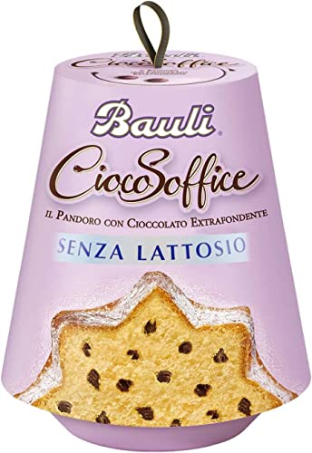 Bauli Il Pandoro CiocoSoffice Senza Lattosio Laktosefreier Weihnachtskuchen mit extra dunklen Schokoladentropfen 700g von Bauli