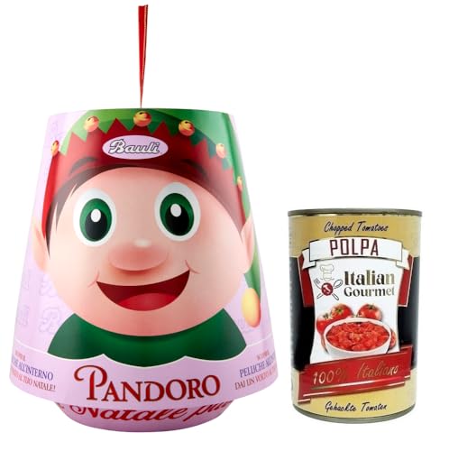 Bauli Pandoro Mascherato,Weihnachtskuchen mit Puderzucker,Entdecken Sie den Plüsch im Inneren,500g + Italian Gourmet Polpa di Pomodoro 400g Dose von Bauli