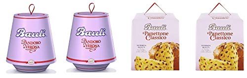 Testpaket Bauli Panettone mit Kandierte Früchte & Pandoro Tradizionale 4 x 1kg von Bauli