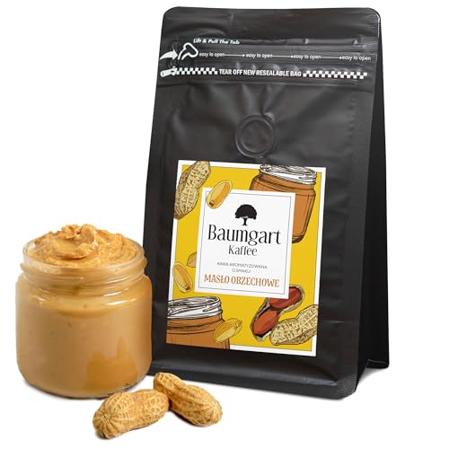 Baumgart Kaffee Aromatisiert Erdnussbutter Kaffee Gemahlen - Röstkaffee 100% Arabica aus Brasilien, Frisch Geröstet, Natürliche Nut butter Aromen - 200g gemahlen coffee aus der eigenen Kaffeerösterei von Baumgart Kaffee