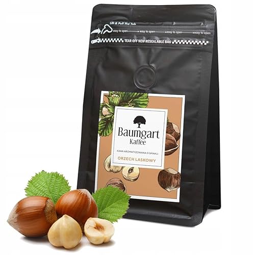 Baumgart Kaffee Aromatisiert Haselnuss Kaffee Gemahlen - Röstkaffee 100% Arabica aus Brasilien, Frisch Geröstet, Natürliche Nüsse Aromen - 200g frisch gemahlen coffee aus der eigenen Kaffeerösterei von Baumgart Kaffee