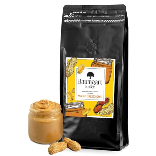 Baumgart Kaffee Aromatisiert Erdnussbutter Kaffee Gemahlen - Röstkaffee 100% Arabica aus Brasilien, Frisch Geröstet, Natürliche Aromen - 1000g frisch gemahlen coffee aus der eigenen Kaffeerösterei von Baumgart Kaffee