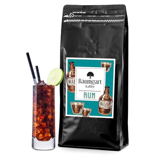 Baumgart Kaffee Aromatisiert Rum Kaffee Gemahlen - Röstkaffee 100% Arabica aus Brasilien, Frisch Geröstet, Natürliche Rum Aromen - 1000g frisch gemahlen coffee aus der eigenen Kaffeerösterei von Baumgart Kaffee