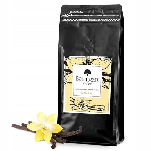 Baumgart Kaffee Aromatisiert Vanille Kaffee Gemahlen - Röstkaffee 100% Arabica aus Brasilien, Frisch Geröstet, Natürliche Vanilla Aromen - 1000g frisch gemahlen coffee aus der eigenen Kaffeerösterei von Baumgart Kaffee