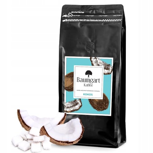 Baumgart Kaffee Aromatisiert Kokosnuss Kaffee Gemahlen - Röstkaffee 100% Arabica aus Brasilien, Frisch Geröstet, Natürliche Kokos Aromen - 1000g frisch gemahlen coffee aus der eigenen Kaffeerösterei von Baumgart Kaffee