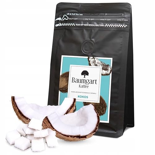 Baumgart Kaffee Aromatisiert Kokosnuss Kaffee Gemahlen - Röstkaffee 100% Arabica aus Brasilien, Frisch Geröstet, Natürliche Kokosnuss Aromen -200g frisch gemahlen coffee aus der eigenen Kaffeerösterei von Baumgart Kaffee