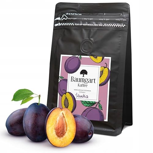 Baumgart Kaffee Aromatisiert Pflaume Kaffee Gemahlen - Röstkaffee 100% Arabica aus Brasilien, Frisch Geröstet, Natürliche Pflaumen Aromen - 200g frisch gemahlen coffee aus der eigenen Kaffeerösterei von Baumgart Kaffee