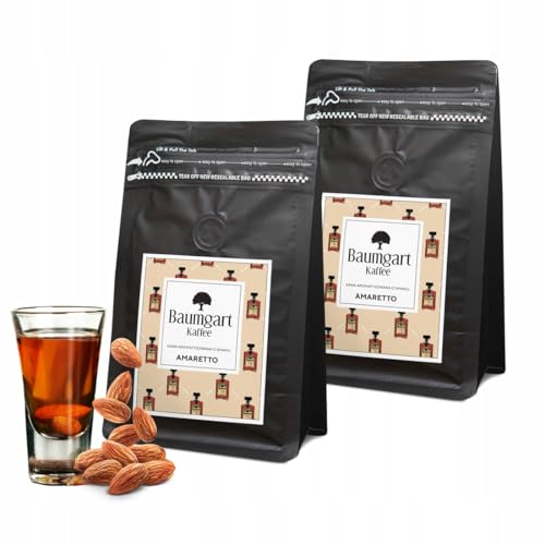 Baumgart Kaffee 2er Set Aromatisiert Amaretto Kaffeebohnen - Röstkaffee 100% Arabica Brasilien, Frisch Geröstet, Natürliche Amaretto Aromen - 2x 200g frisch coffee aus der eigenen Kaffeerösterei von Baumgart