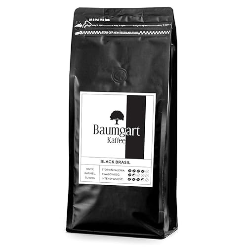 Baumgart Kaffee BLACK BRASIL Kaffee Gemahlen - 100% Arabica, Röstkaffee, Frisch Geröstet, Intensität 7/10, Dunkle Röstung, Geschmackstiefe - 1000g frisch gemahlen coffee aus der eigenen Kaffeerösterei von Baumgart