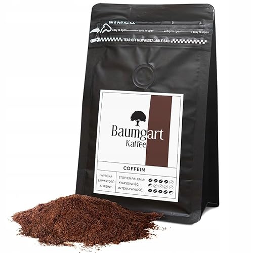 Baumgart Kaffee COFFEIN Kaffee Gemahlen - Röstkaffee, Frisch Geröstet, Robusta & Arabica, Intensität 9/10, Koffeingehalt, Dunkle Röstung - 200g frisch gemahlen coffee aus der eigenen Kaffeerösterei von Baumgart