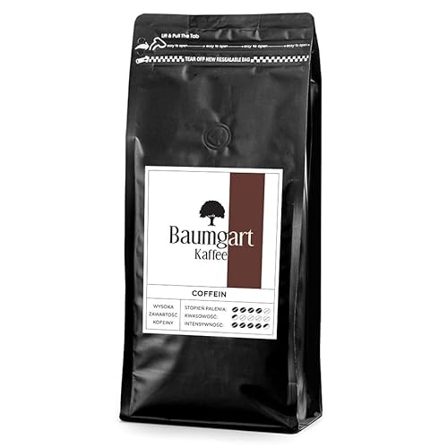 Baumgart Kaffee COFFEIN Kaffee Gemahlen - Röstkaffee, Frisch Geröstet, Robusta & Arabica, Intensität 9/10, hoher Koffeingehalt, Dunkle Röstung - 1000g gemahlen coffee aus der eigenen Kaffeerösterei von Baumgart