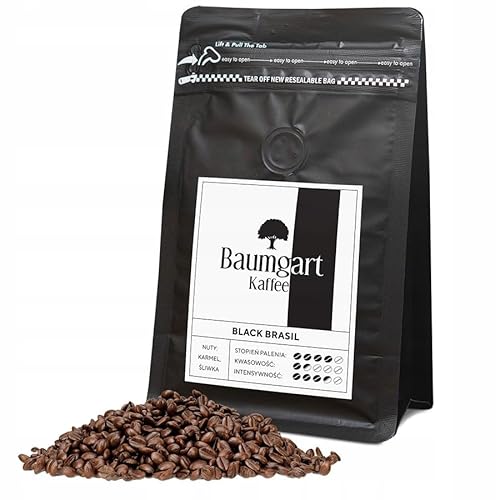 Baumgart Kaffee Kaffeebohnen BLACK BRASIL – 100% Arabica, Röstkaffee, Frisch Geröstet, Intensität 7/10, Dunkle Röstung, Geschmackstiefe - 200g ganze Bohnen coffee aus der eigenen Kaffeerösterei von Baumgart