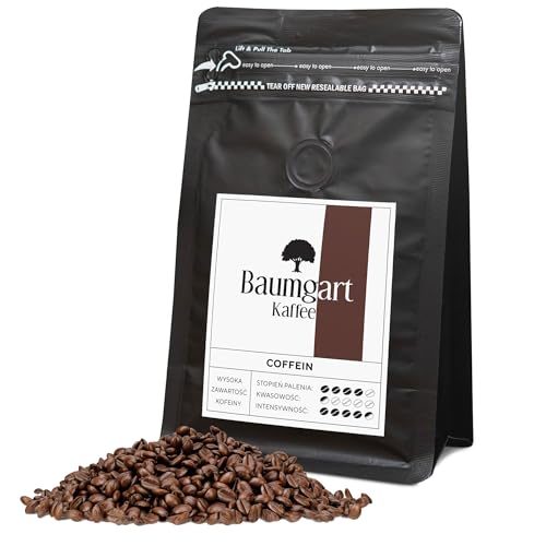 Baumgart Kaffee Kaffeebohnen COFFEIN – Röstkaffee, Frisch Geröstet, Robusta & Arabica, Intensität 9/10, hoher Koffeingehalt, Dunkle Röstung - 200g ganze Bohnen coffee aus der eigenen Kaffeerösterei von Baumgart