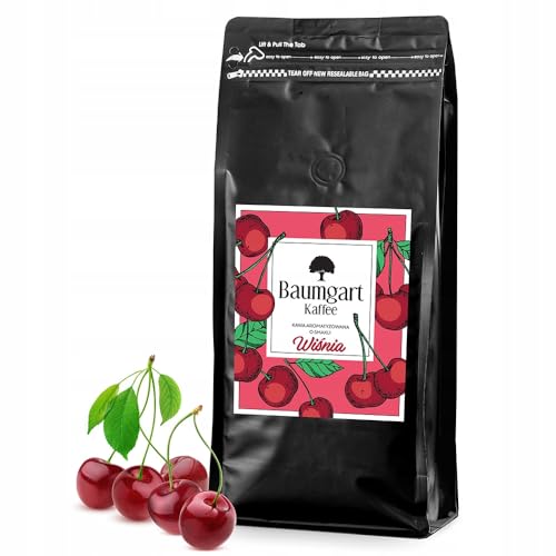 Baumgart Kaffee Kaffeebohnen Kirschen Aromatisiert 1kg – Röstkaffee 100% Arabica aus Brasilien, Frisch Geröstet, Natürliche Cherry Aromen - 1000g ganze Bohnen coffee aus der eigenen Kaffeerösterei von Baumgart