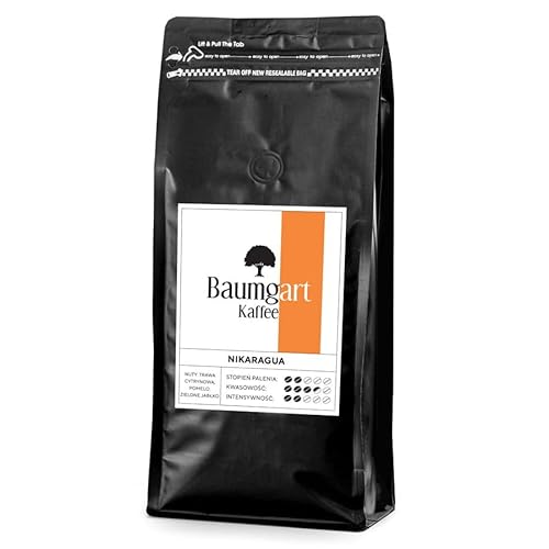 Baumgart Kaffee Kaffeebohnen NIKARAGUA – 100% Arabica, Röstkaffee, Frisch Geröstet, Intensität 4/10, Helle Röstung, Niedriger Koffeingehalt - 1000g ganze Bohnen coffee aus der eigenen Kaffeerösterei von Baumgart