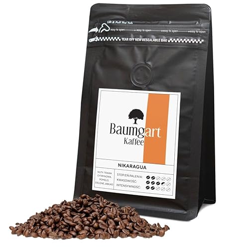 Baumgart Kaffee Kaffeebohnen NIKARAGUA – 100% Arabica, Röstkaffee, Frisch Geröstet, Intensität 4/10, Helle Röstung, Niedriger Koffeingehalt - 200g ganze Bohnen coffee aus der eigenen Kaffeerösterei von Baumgart