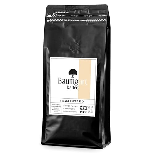 Baumgart Kaffee Kaffeebohnen SWEET ESPRESSO – 100% Arabica, Röstkaffee, Frisch Geröstet, Intensität 4/10, Mittlere Röstung, Ideal für Espresso - 1000g ganze Bohne coffee aus der eigenen Kaffeerösterei von Baumgart