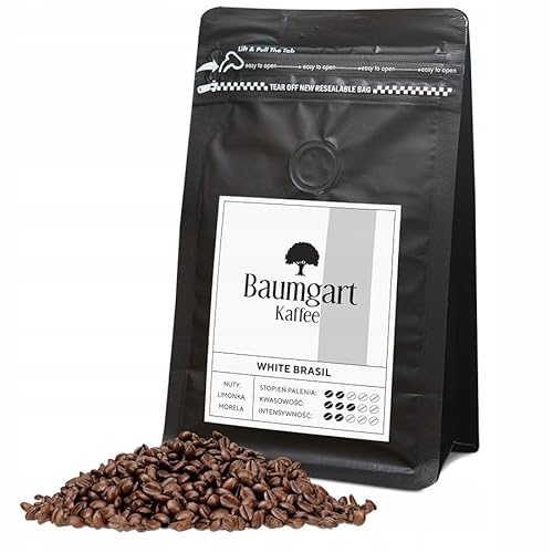 Baumgart Kaffee Kaffeebohnen WHITE BRASIL – 100% Arabica, Röstkaffee, Frisch Geröstet, Intensität 4/10, Helle Röstung, Feiner Geschmack - 200g ganze Bohnen coffee aus der eigenen Kaffeerösterei von Baumgart