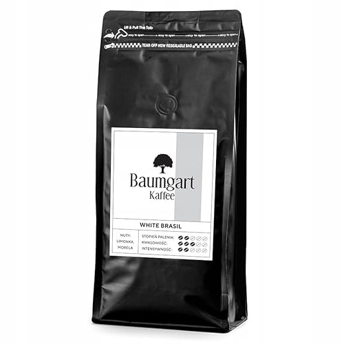 Baumgart Kaffee Kaffeebohnen WHITE BRASIL 1kg – 100% Arabica, Röstkaffee, Frisch Geröstet, Intensität 4/10, Helle Röstung, Feiner Geschmack - 1000g ganze Bohnen coffee aus der eigenen Kaffeerösterei von Baumgart