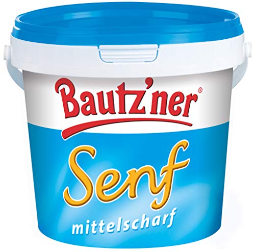 BAUTZ‘NER Senf mittelscharf – 2er Set (2x1000 ml) Eimer Mittelscharfer Senf – Original Bautz‘ner Rezeptur seit 1955 – Ohne Zusatz von Konservierungsstoffen und Geschmacksverstärkern – Senf von Bautz'ner