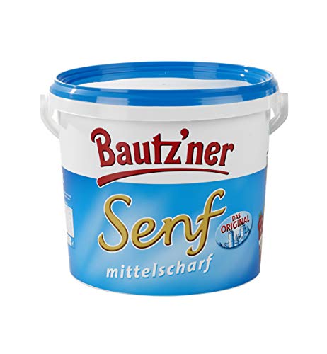 BAUTZ‘NER Senf mittelscharf – 2er Set (2x5000 ml) Eimer Mittelscharfer Senf – Original Bautz‘ner Rezeptur seit 1955 – Ohne Zusatz von Konservierungsstoffen und Geschmacksverstärkern – Senf von Bautz'ner