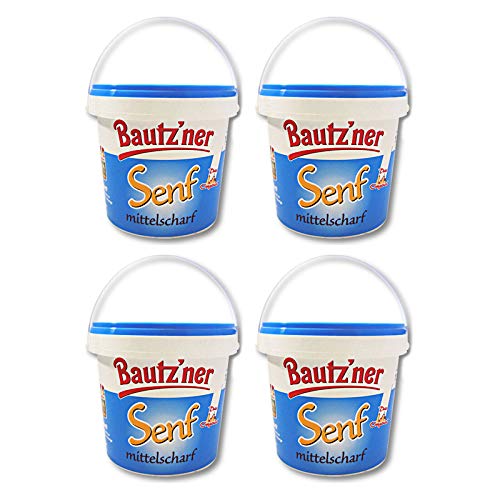4er Pack Bautzner Senf mittelscharf im Eimer (4 x 1000 ml) Bautzner Spezialität, Senfeimer von Bautzner