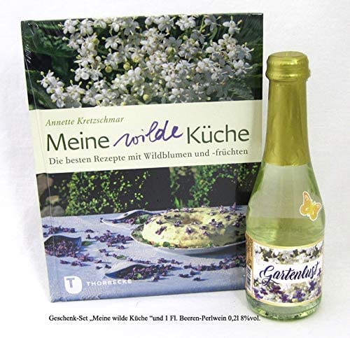 Geschenk-Set Meine Wilde Küche Kochbuch mit den besten Rezepten und 1 FL. Beeren-Perlwein 0,2l 8% vol. von Bavaria Home Style Collection