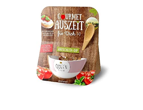 Geschenkset Snack Schale Set mit Spruch Leib und Seele Bruschetta-Dip Gewürzmischung Geschenke-Idee zu Weihnachten Geburtstag Ostern Grillen (QUEEN) von Bavaria Home Style Collection