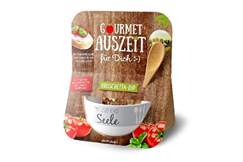 Gourmet Geschenkset I Snack-Schale Set mit Spruch Leib und Seele I Bruschetta-Dip Gewürzmischung I Snack Geschenke-Idee zu Weihnachten Geburtstag Ostern Grillen von Bavaria Home Style Collection