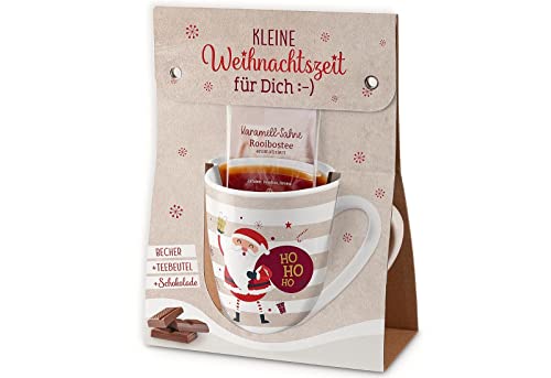 Tee Geschenk mit Tasse | Rooibostee mit Schokolade | Wellness Tee Set für Winter | Weihnachts Tee mit Botschaften | Geschenkideen für Weihnachten (Ho Ho Ho) von Bavaria Home Style Collection