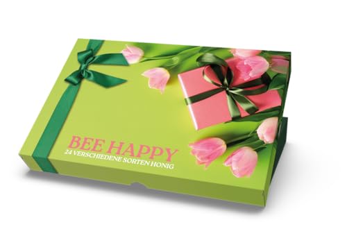 Exclusiv Honig Geschenkset 24x40g feinste Honig Spezialitäten in der Geschenkbox "BEE HAPPY" tolles Geschenk für Feinschmecker von Bavarian Liquids