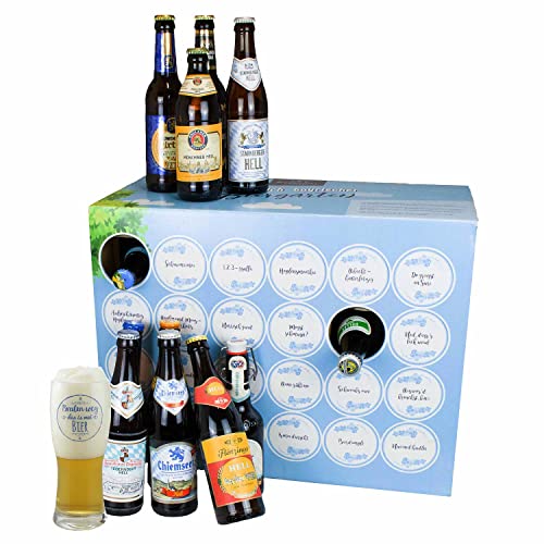 Bavariashop | "Bayerischer Biergarten" Bier-Box | 23 Biersorten aus Bayern im Tasting-Set | Männer-Geschenk | Geschenkidee Vater von Bavariashop