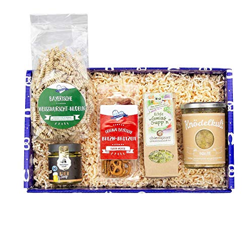 Bavariashop Geschenkbox "Boarisch schlemmen", Hochwertige Geschenkidee mit Schmankerln aus Bayern, Stabiler Karton im bayerischen Design von Bavariashop