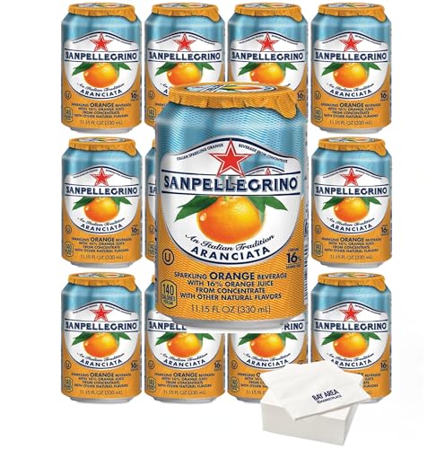 San Pellegrino, Aranciata (Orange), 326 ml, mit Bay Area Marketplace Servietten, 12 Stück von DOGNNAK