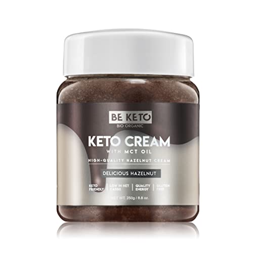 BeKeto Keto Creme Haselnuss mit MCT Öl pflanzlicher Aufstrich für veganes Keto freundliche Lebensmittel glutenfrei 250g von Be Keto