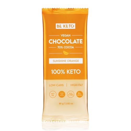 BeKeto Keto-Schokolade + MCT-Öl – Dunkle Schokolade mit Mandarine-Riegel 90 g – Zuckerfreie Keto-Diät, kohlenhydratarm von Be Keto