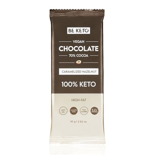 Vegan Keto Schokolade mit Öl MCT - Karamellisierte Haselnuss 80g von Be Keto