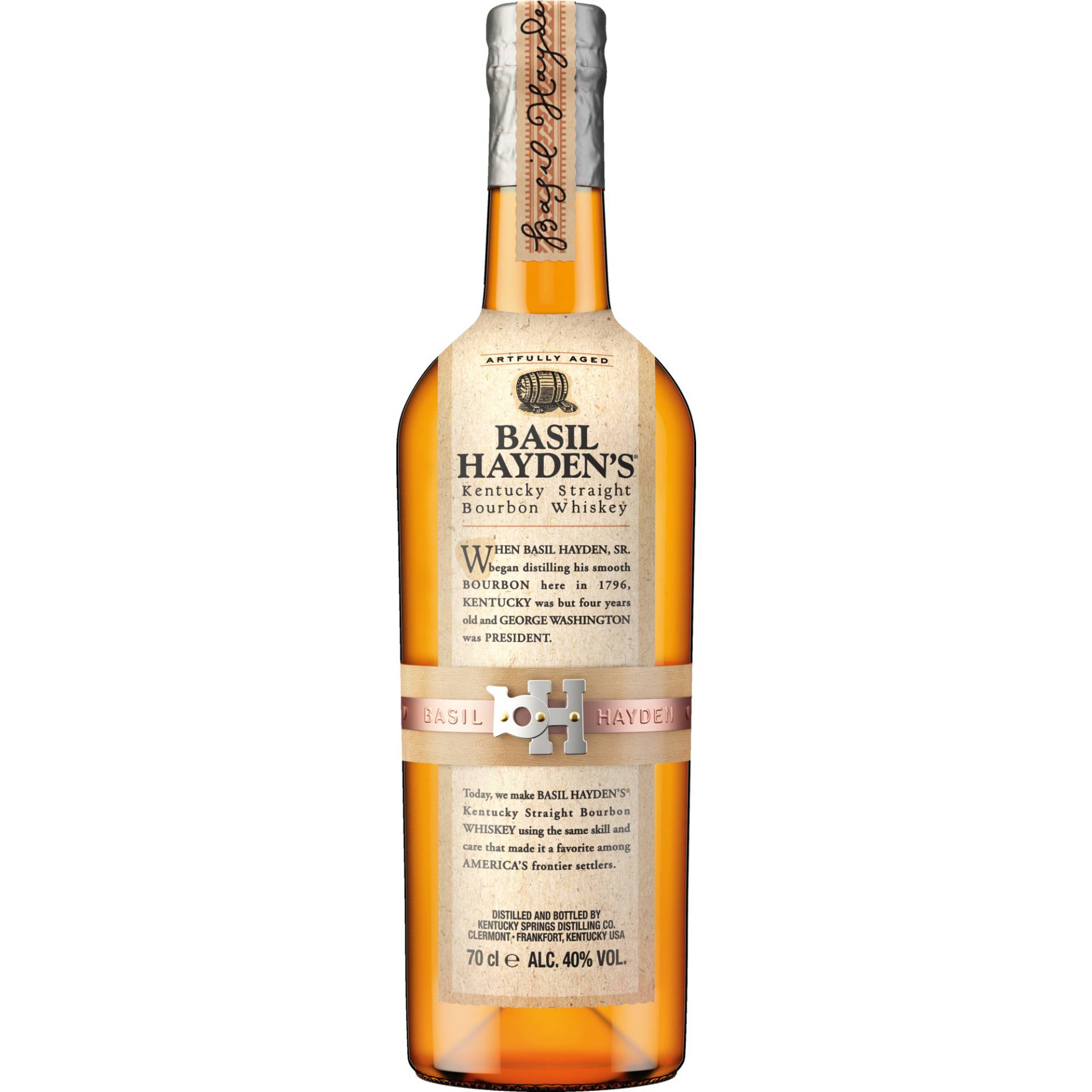 Basil Hayden's Kentucky Straight Bourbon, Whiskey, 0,7 L, 40% Vol., Kentucky, Spirituosen von Beam Suntory UK Ltd. Springburn Bond Carlisle Street Glasgow Scotland G21 1EQ, UK