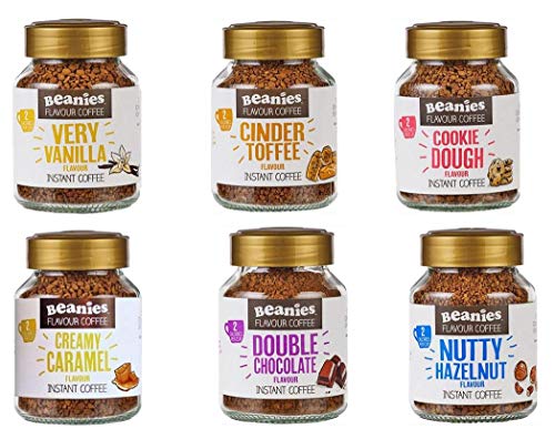 Beanies Flavoured Instant Coffee Variety Pack (6 x 50 Grams Jars): Caramel, Hazelnut, Very Vanilla, Cinder Toffee, Double Choc, Cookie Dough von Beanies The Flavour Co