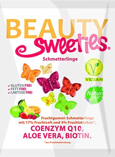 BeautySweeties Schmetterlinge – Fruchtig-süße & vegane Fruchtgummi-Schmetterlinge mit 17 % Fruchtsaft und 4 % Fruchtstückchen – Praktisch im 125 g Beutel von Beauty Sweeties