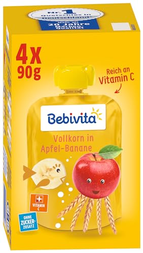 Bebivita Kinder-Spaß Frucht und Getreide, Vollkorn in Apfel-Banane, 4er Pack ( 4 x 4 x 90 g ) von Bebivita