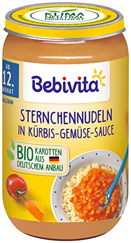 Bebivita Menüs ab 12. Monat Sternchennudeln in Kürbis-Gemüse-Sauce, 6er Pack (6 x 250g) von Bebivita