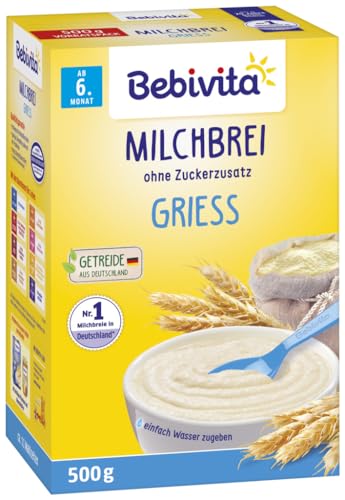 Bebivita Milchbrei Grieß ohne Zuckerzusatz, 2er Pack (2 x 500g) von Bebivita