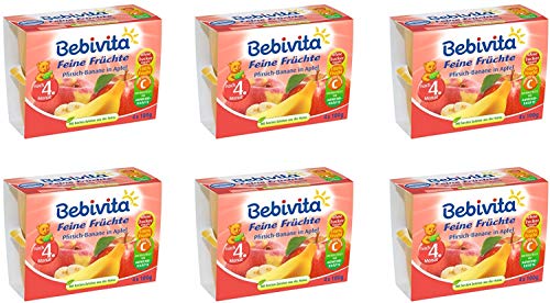 Bebivita Pfirsich-Banane in Apfel, 6er Pack ( 6 x 4 x 100 g ) von Bebivita