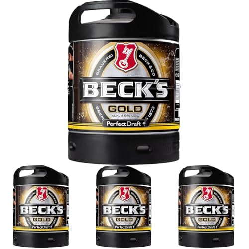 BECK'S Gold Helles Lager Bier Perfect Draft (1 x 6l) MEHRWEG Fassbier (Packung mit 4) von Beck's