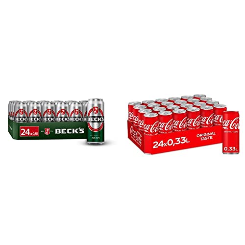BECK'S Pils Dosenbier, EINWEG (24 x 0.5 l), Pils Bier, Standard Edition & Coca-Cola Classic, Pure Erfrischung mit unverwechselbarem Coke Geschmack in stylischem Kultdesign, EINWEG Dose (24 x 330 ml) von Beck's