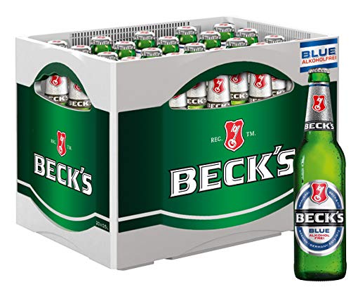 Beck's Blue Pils Alkoholfrei Flaschenbier, Mehrweg im Kasten, Pils Bier (20 x 500ml) von Beck's