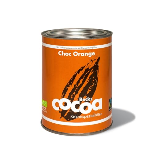 Becks cocoa™ Choc Orange Trinkschokolade – Premiumkakao mit kandierter Orangenschale & Ingwer – Fairtrade Veganes Bio Kakaopulver – Ideal für Heiße Schokolade, 250 g von Becks Cocoa