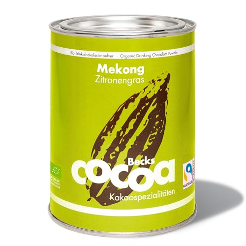 Becks cocoa Mekong Lemongrass – Premium Bio Kakao – Trinkschokolade mit Zitronengras und Chili – Vegan & Fairtrade – Perfekt als Heiße Schokolade, 250 g von Becks Cocoa